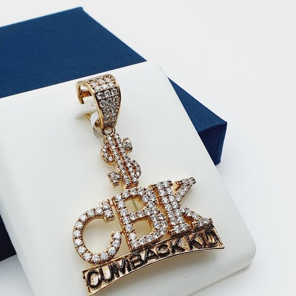 "14K Gold Plated Cubic Zircon Pendant, INUS1BR223 - Picture 3 of 9